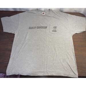 Harley Davidson Men's 2XL Short Sleeve Pocket T Shirt Gray Smoky Mountain USA